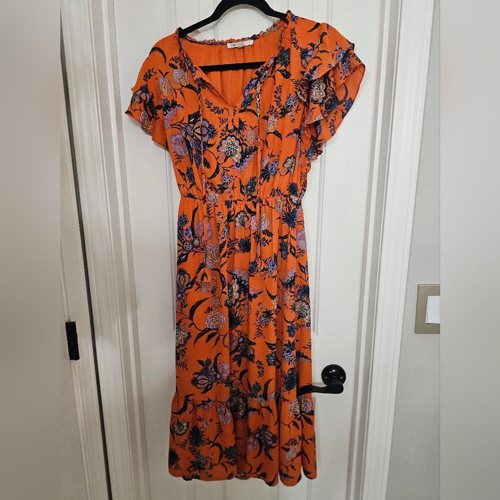 DR2 Vibrant Orange Floral Maxi Dress